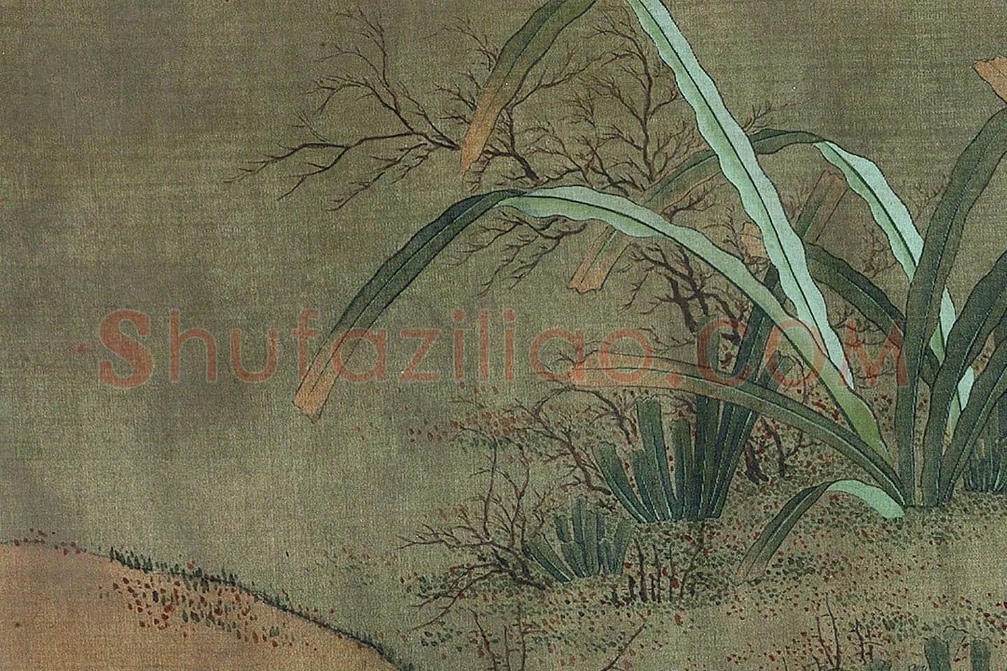 宋徽宗花鸟画《秋塘山鸟图》高清大图局部 (9)