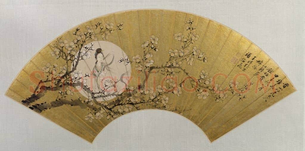 费以耕、张熊梅月嫦娥图扇页 | 故宫绘画藏品