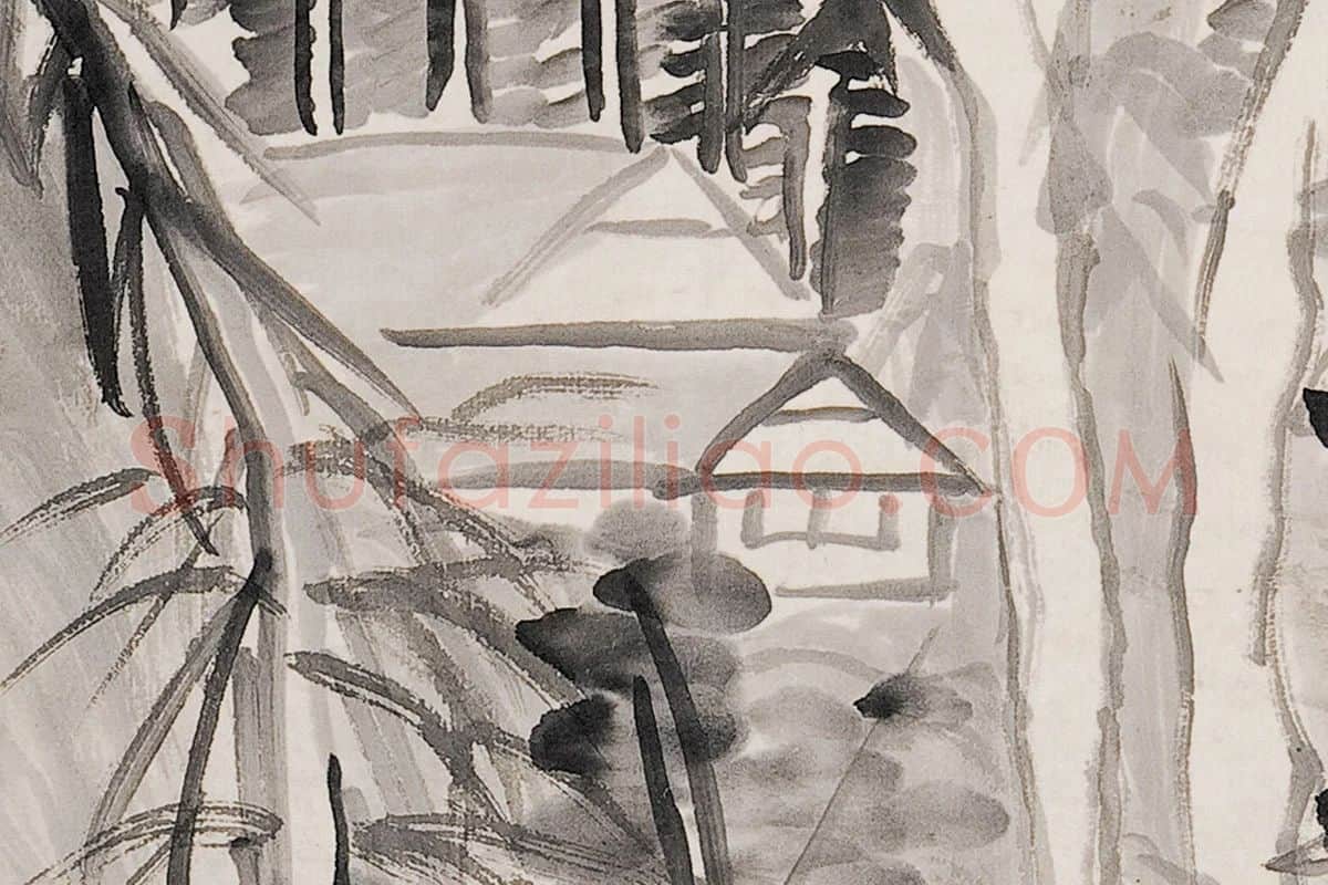 王学浩写意水墨山水画《仿董思翁笔意》局部 (3)