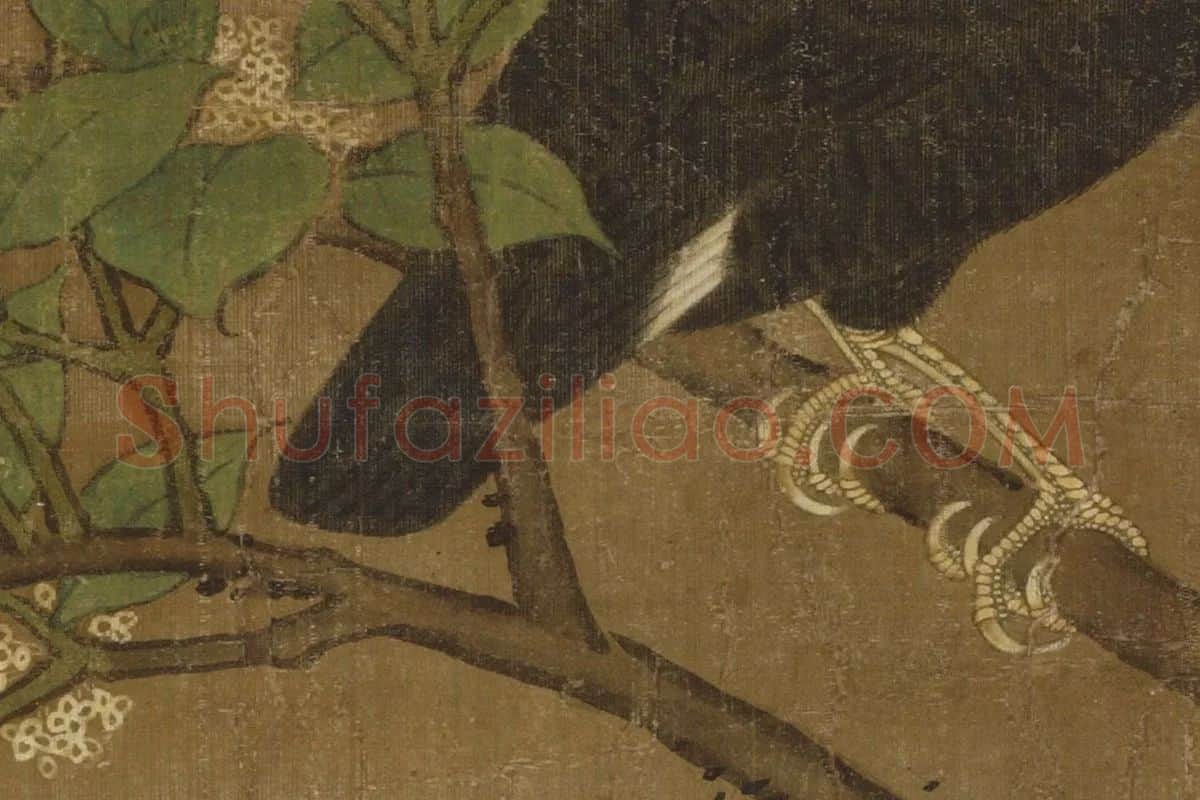 吕纪工笔花鸟画《四季花鸟图之秋景图》高清大图局部细节 (4)