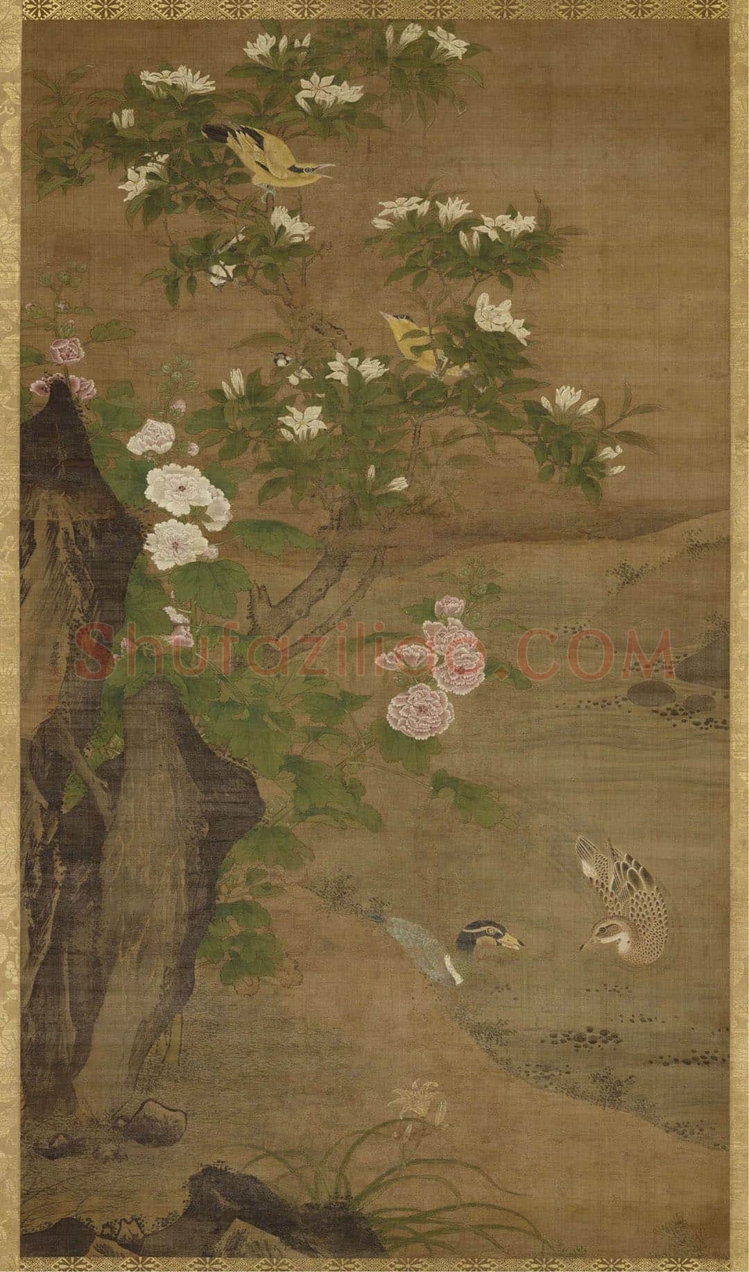 明·吕纪工笔花鸟画《四季花鸟图之夏》