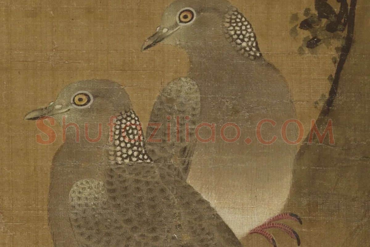 吕纪工笔花鸟画《四季花鸟图之春景图》高清大图局部 (5)