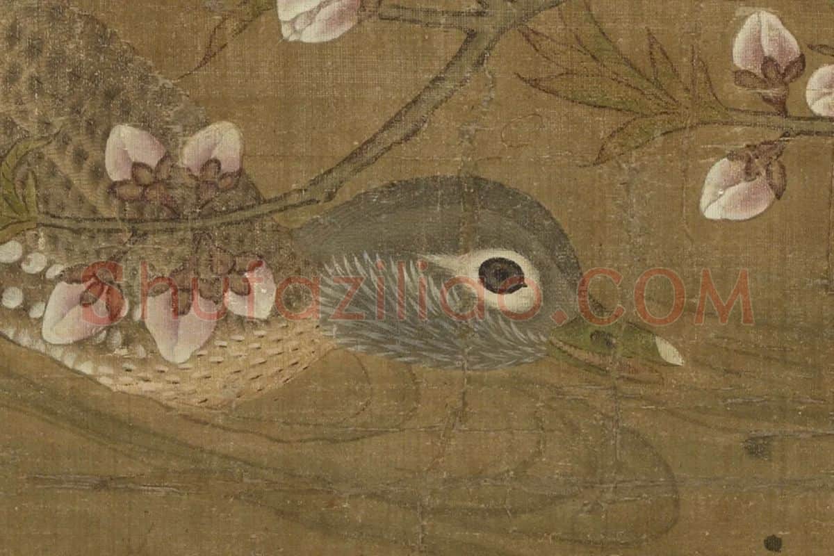 吕纪工笔花鸟画《四季花鸟图之春景图》高清大图局部 (8)