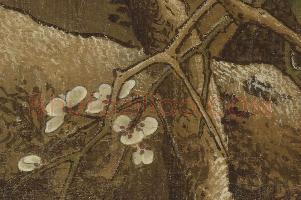 明·吕纪工笔花鸟画《四季花鸟图之冬景图》高清大图局部 (5)