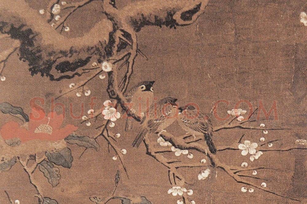 吕纪《梅茶雉雀图》局部 (4)