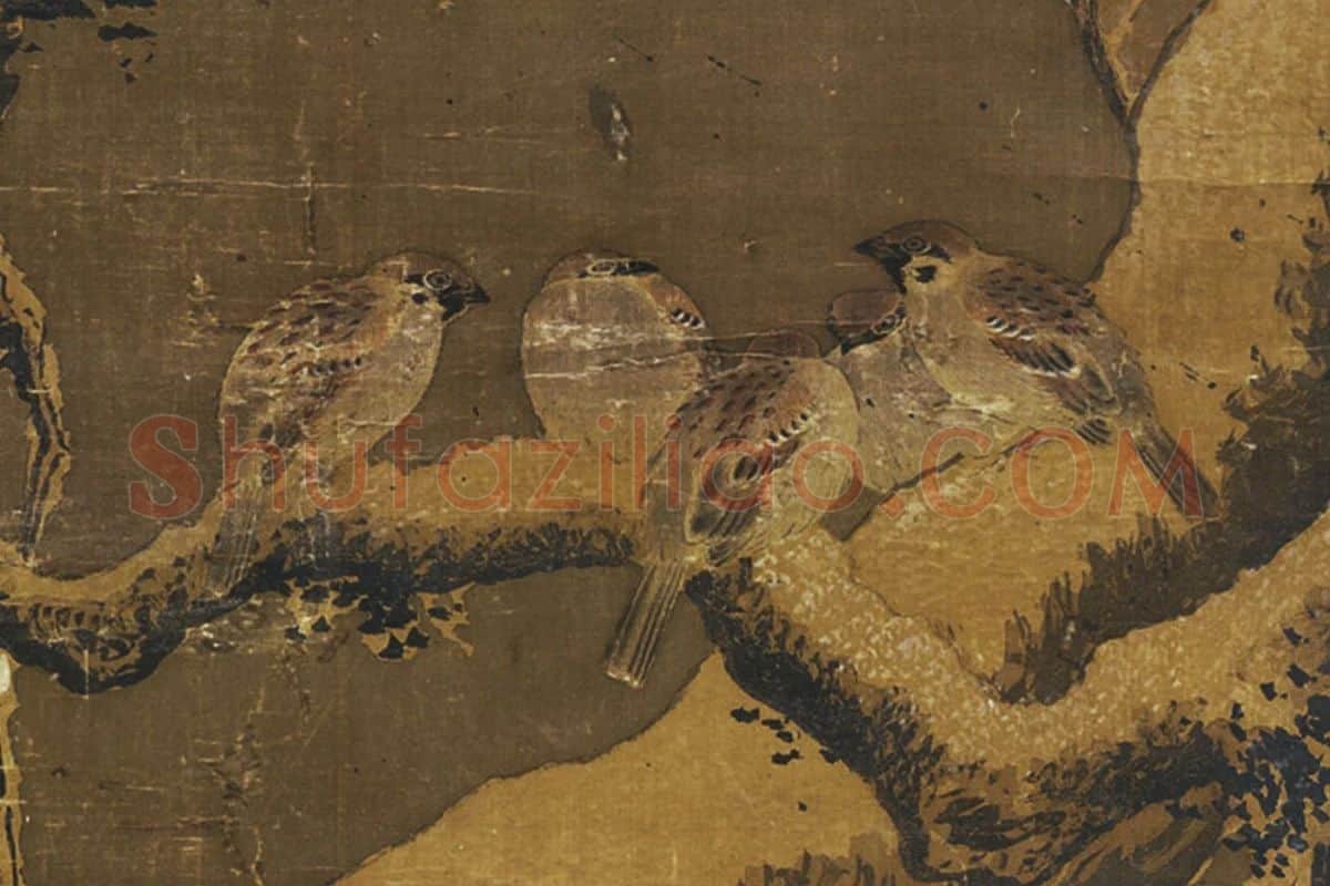 吕纪《雪梅集禽图》局部 (4)