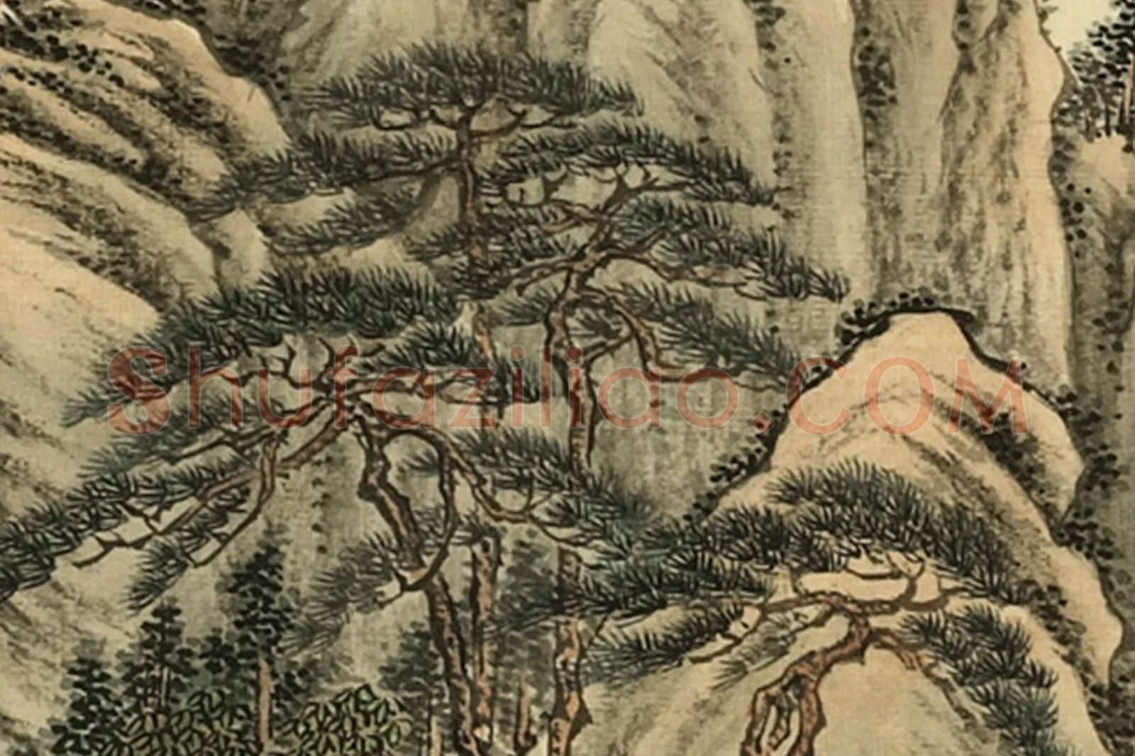 清 ·周鲲《仿李成泰岳乔松》山水画局部 (3)