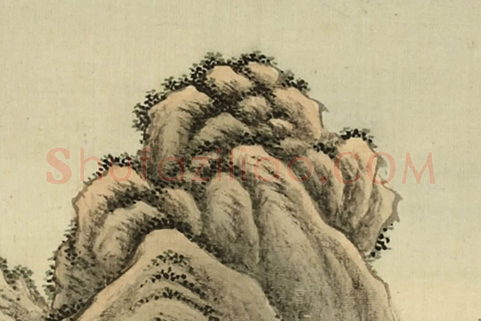 清 ·周鲲《仿李成泰岳乔松》山水画局部 (7)