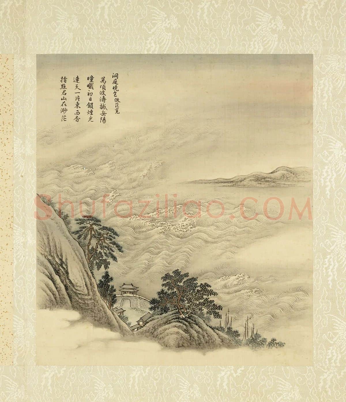 清·周鲲《仿范宽洞庭晓色》山水画