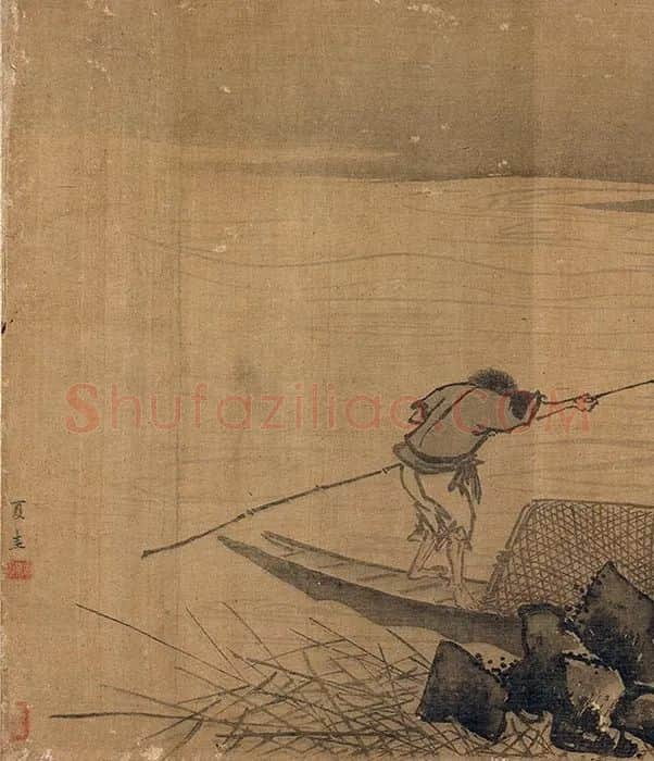 传夏圭山水人物画卷_01