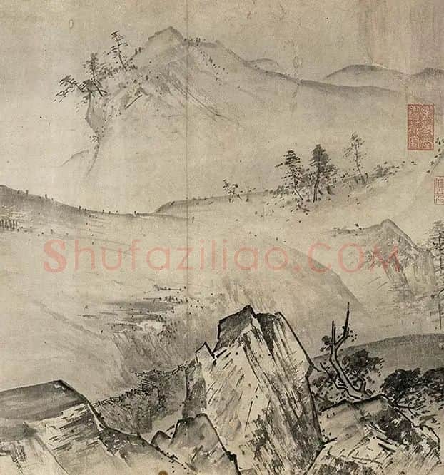 夏圭山水画《溪山清远图卷》_26