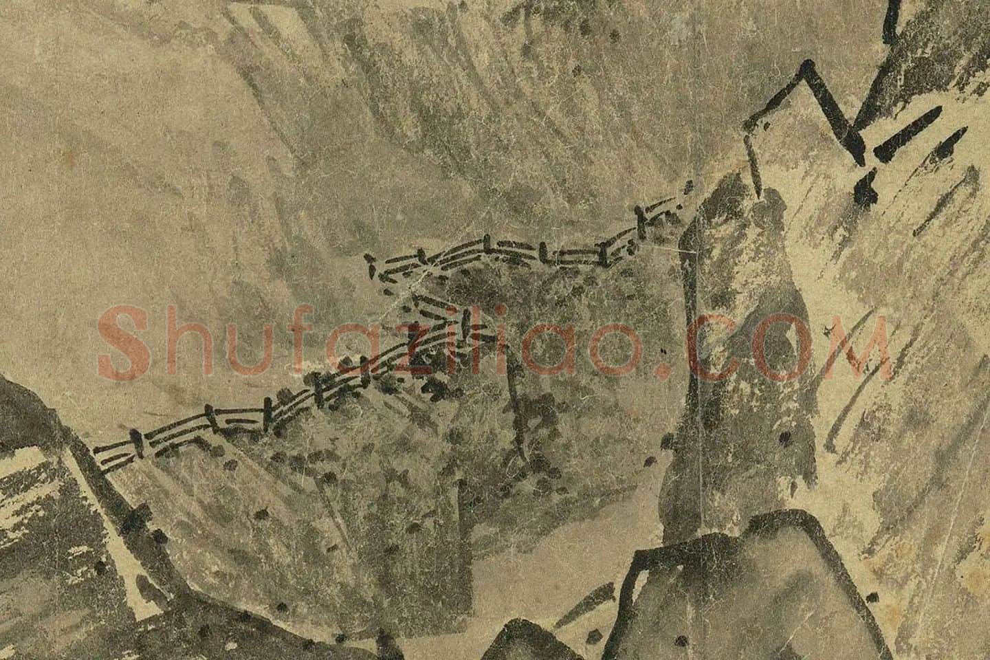 夏圭山水画《溪山清远图》高清大图局部 (2)