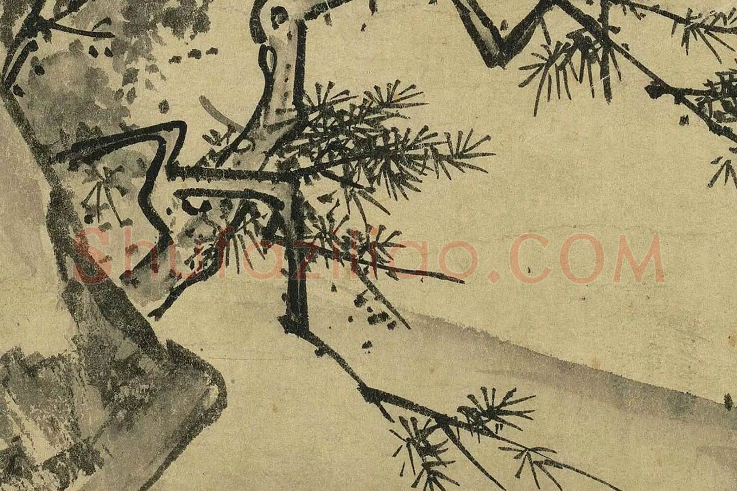 夏圭山水画《溪山清远图》高清大图局部 (3)