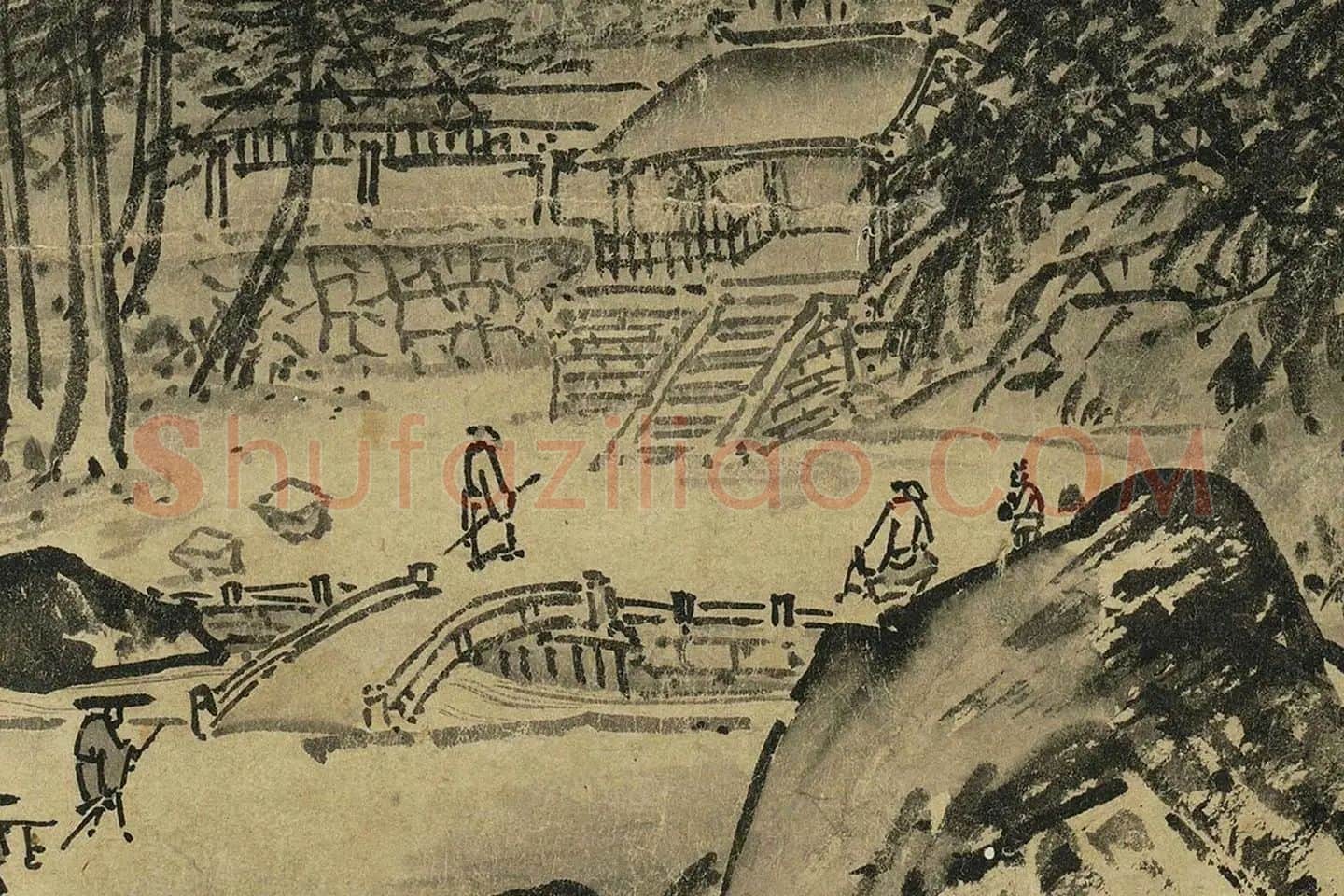 夏圭山水画《溪山清远图》高清大图局部 (5)
