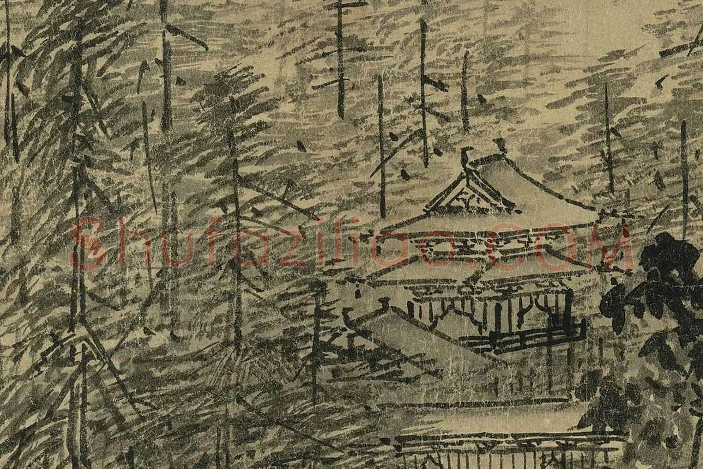 夏圭山水画《溪山清远图》高清大图局部 (6)