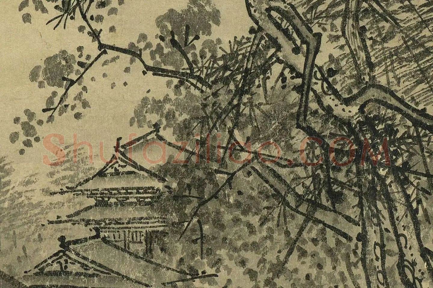 夏圭山水画《溪山清远图》高清大图局部 (8)