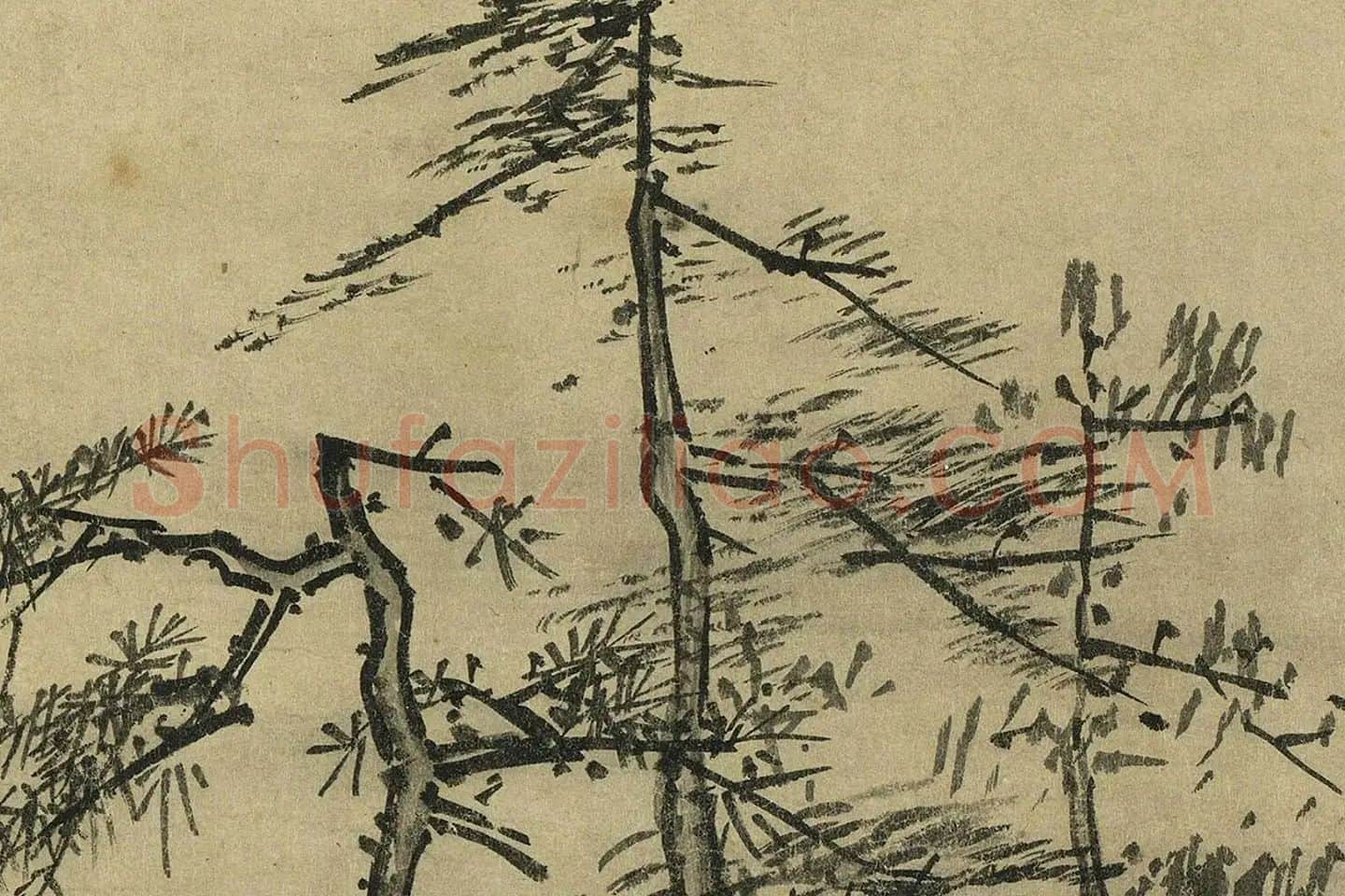 夏圭山水画《溪山清远图》高清大图局部 (9)