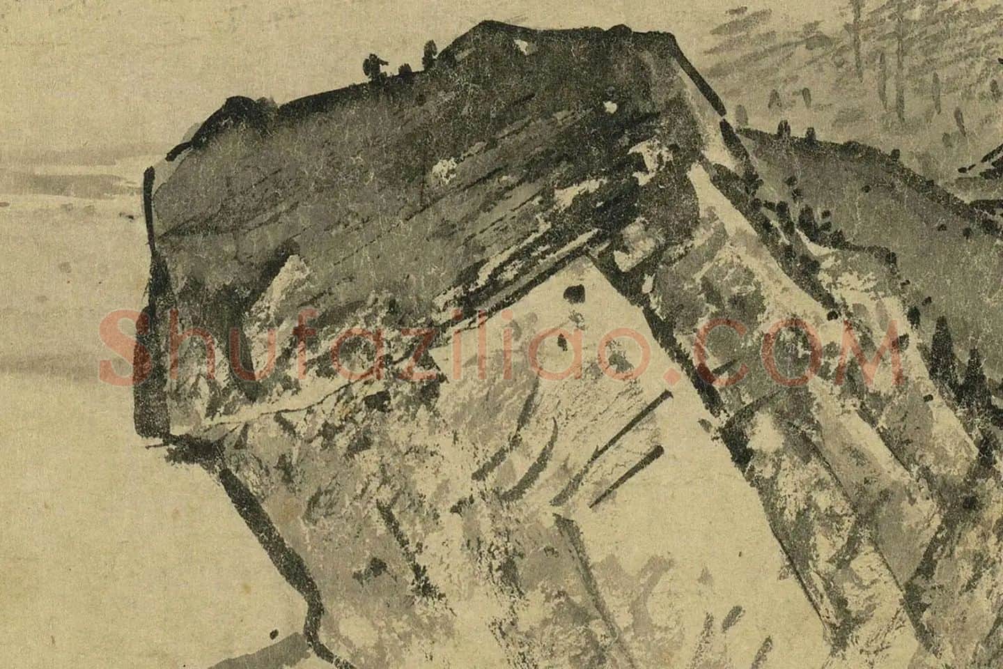 夏圭山水画《溪山清远图》高清大图局部 (10)