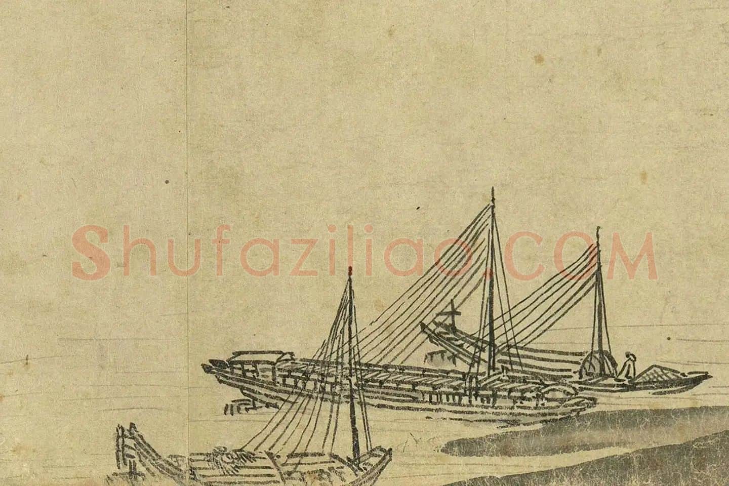 夏圭山水画《溪山清远图》高清大图局部 (12)