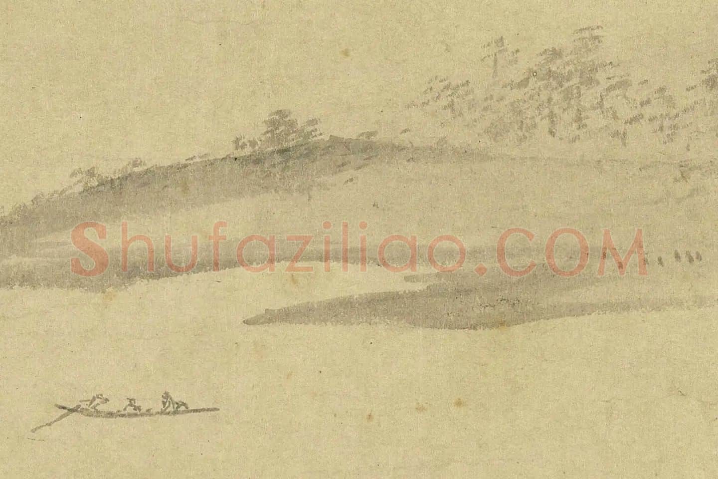 夏圭山水画《溪山清远图》高清大图局部 (16)