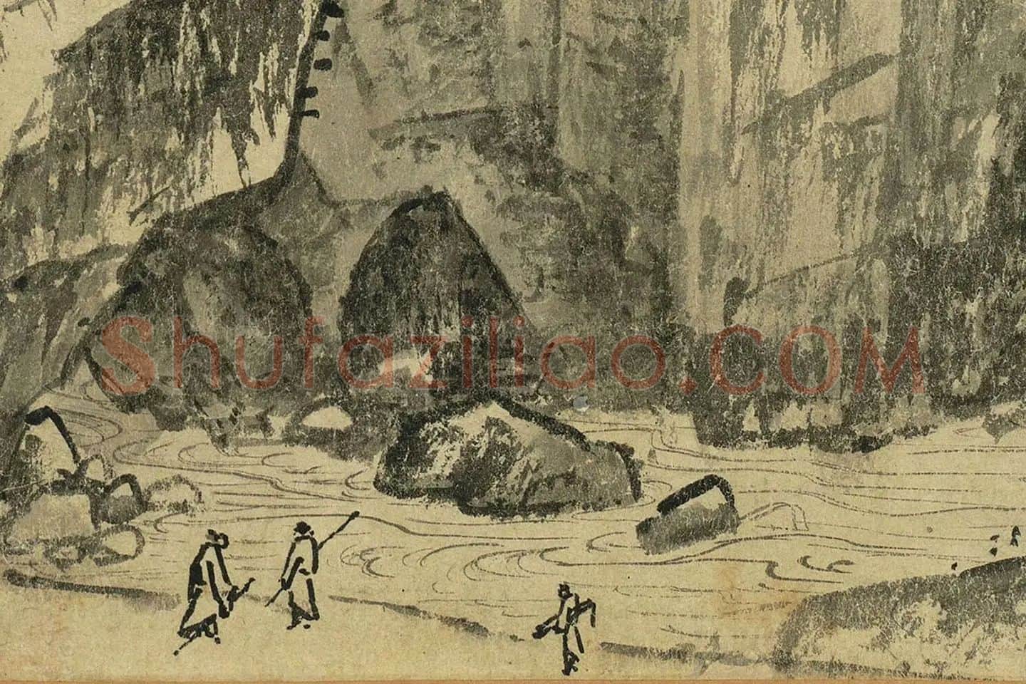 夏圭山水画《溪山清远图》高清大图局部 (19)