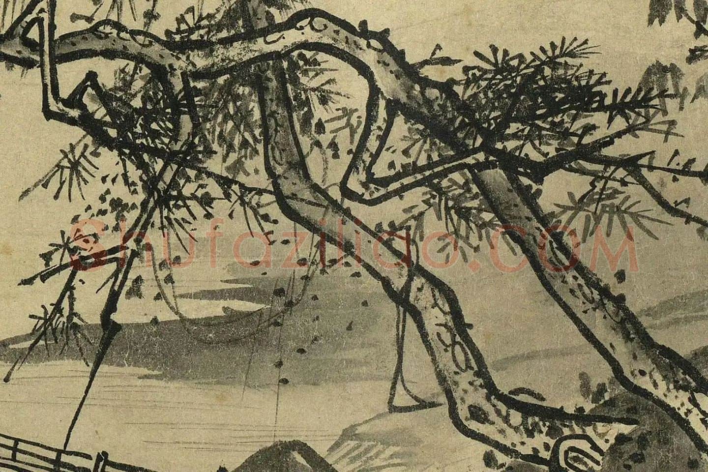 夏圭山水画《溪山清远图》高清大图局部 (22)