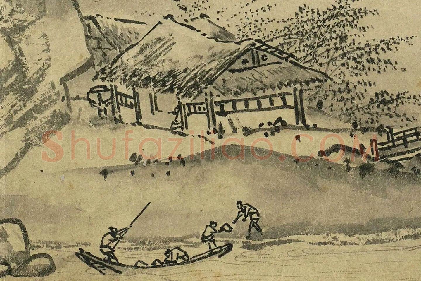 夏圭山水画《溪山清远图》高清大图局部 (24)