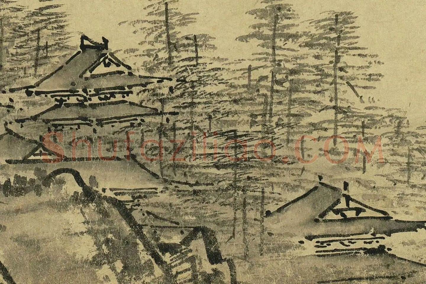 夏圭山水画《溪山清远图》高清大图局部 (26)