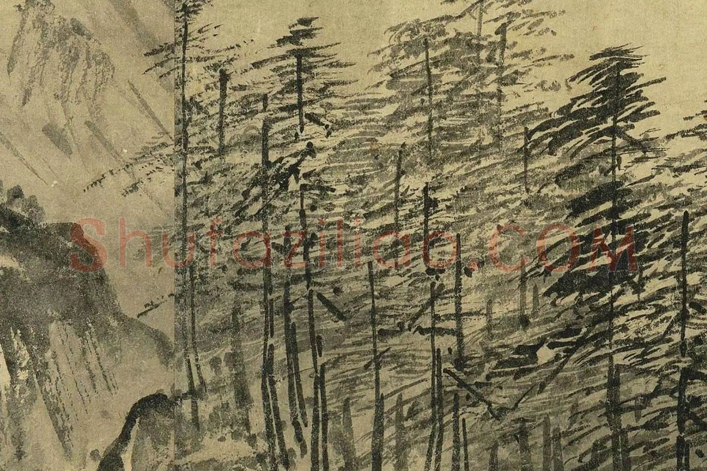 夏圭山水画《溪山清远图》高清大图局部 (27)