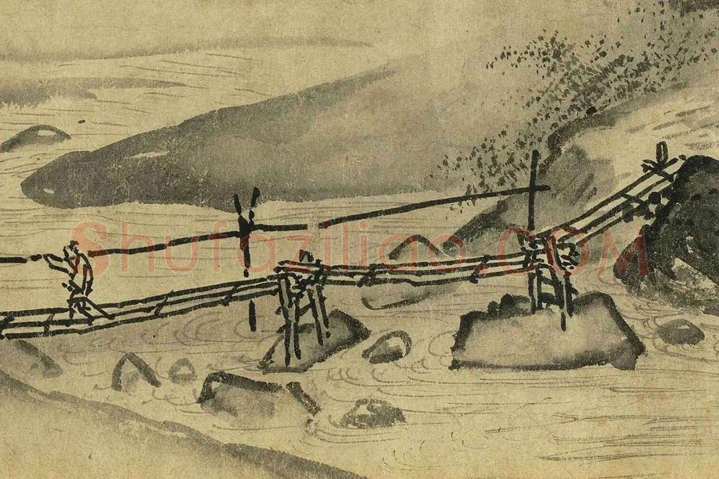 夏圭山水画《溪山清远图》高清大图局部 (28)