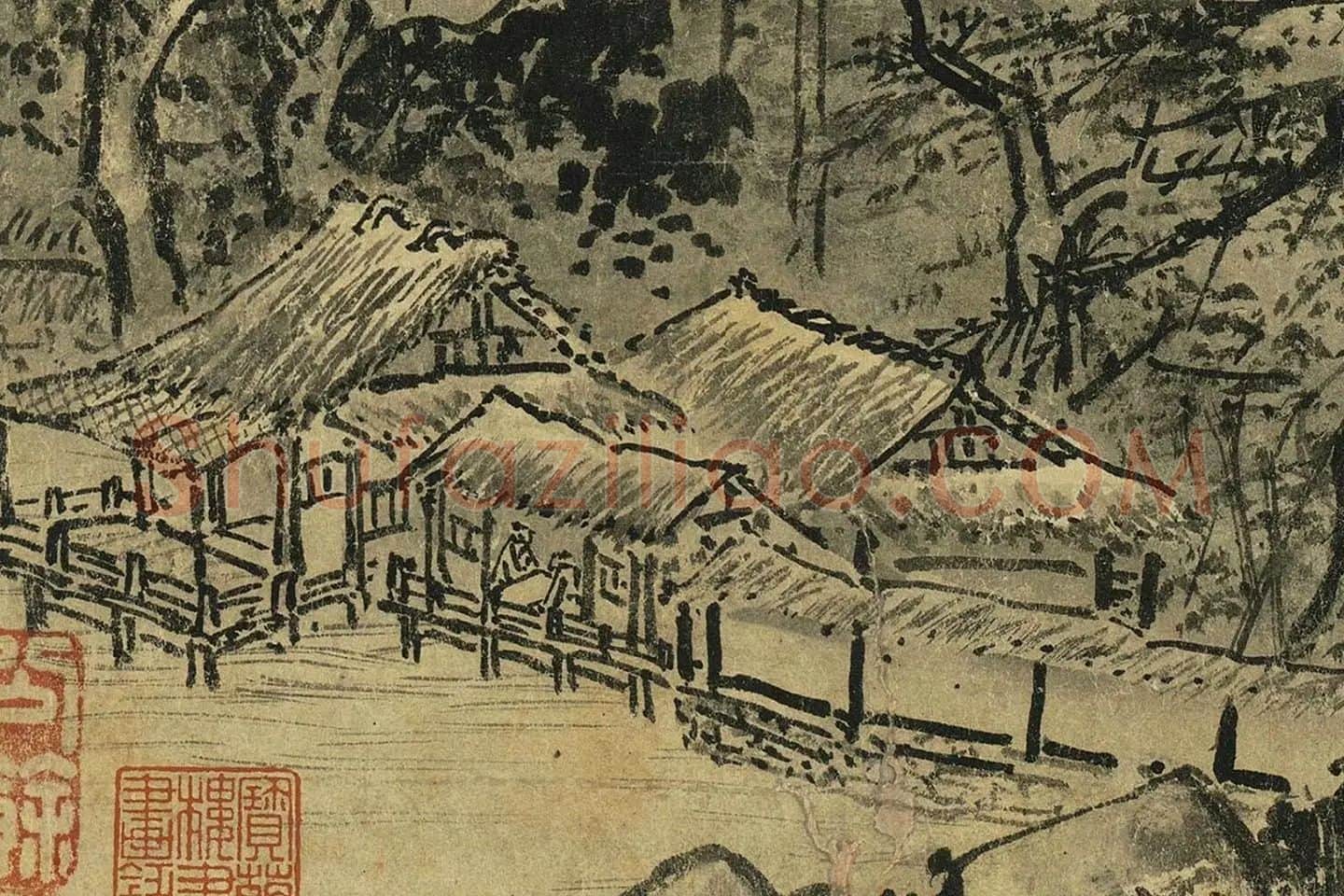 夏圭山水画《溪山清远图》高清大图局部 (29)