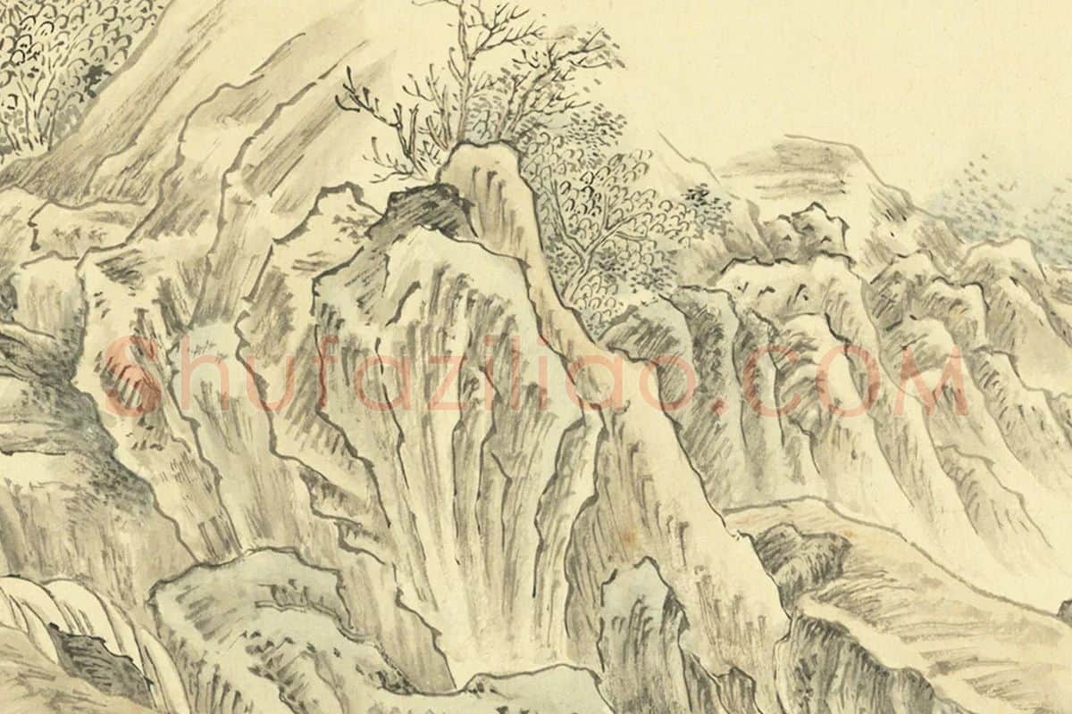 周鲲摹唐寅终南十景图·涤烦矶山水人物画局部 (3)