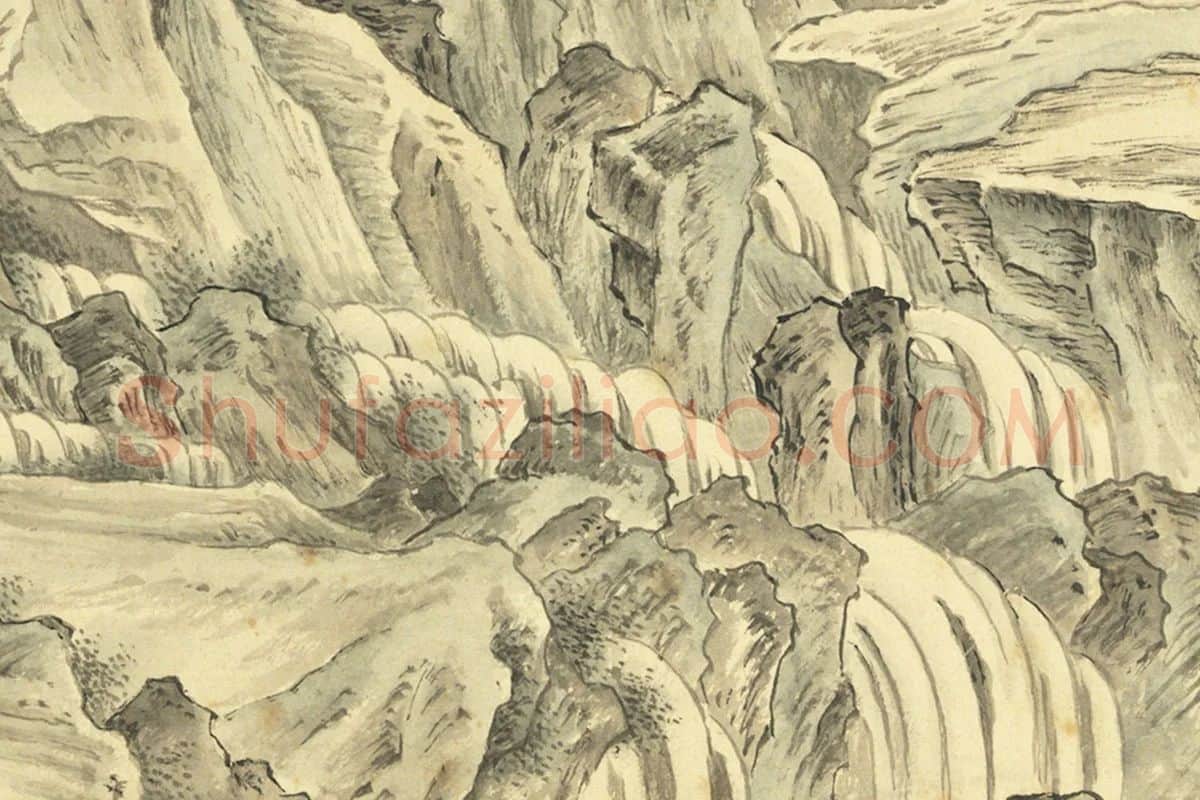 周鲲摹唐寅终南十景图·云锦淙山水画局部 (2)