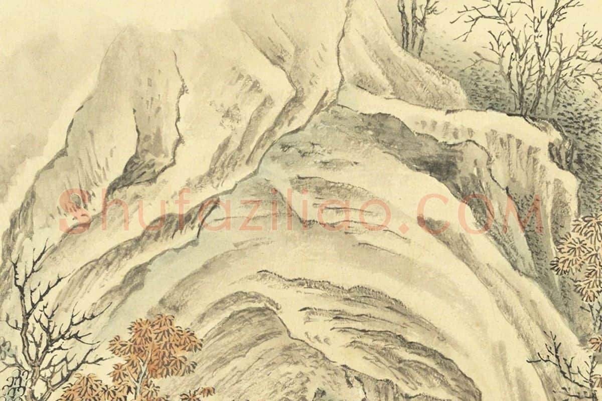 周鲲摹唐寅终南十景图·洞元室山水人物画局部 (3)