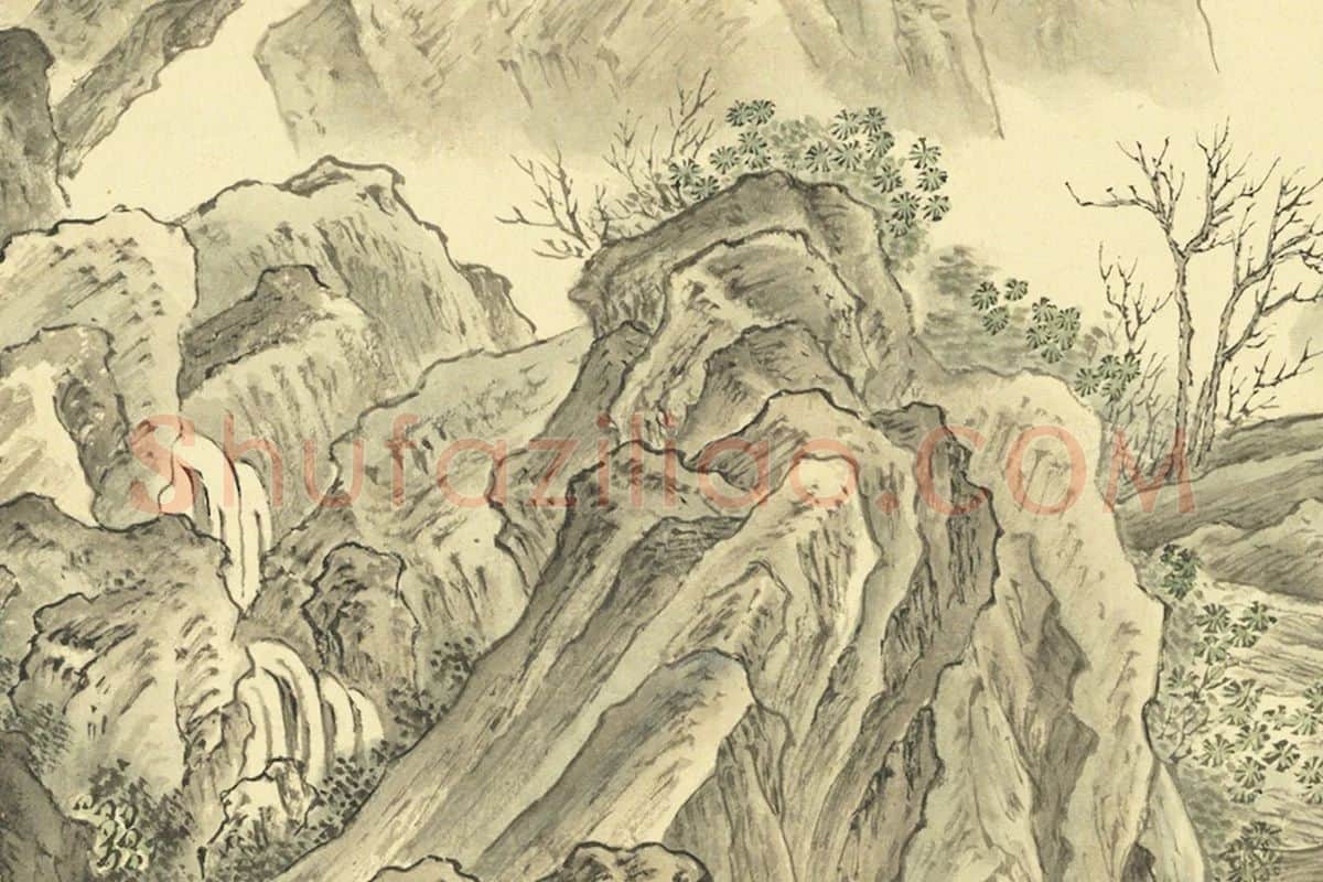 周鲲摹唐寅终南十景图·云锦淙山水画局部 (3)