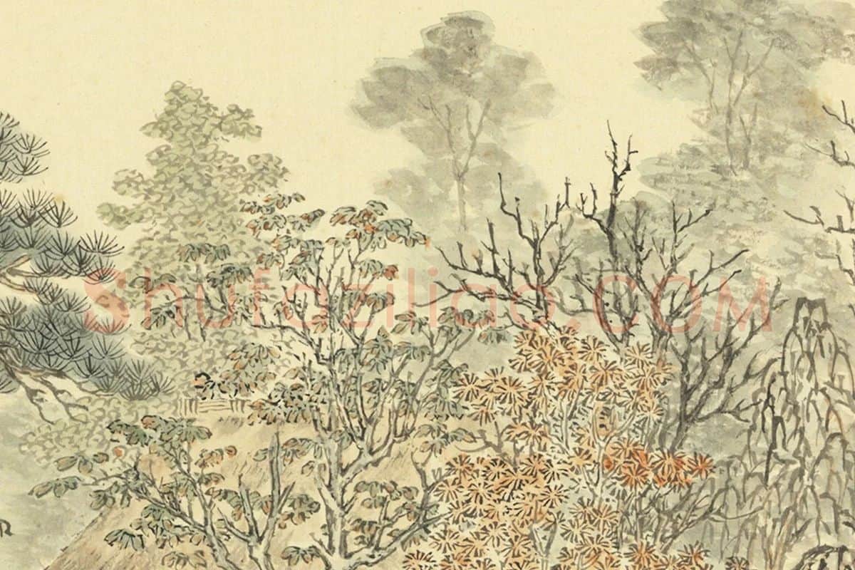 周鲲摹唐寅终南十景图·樾馆山水画局部 (4)