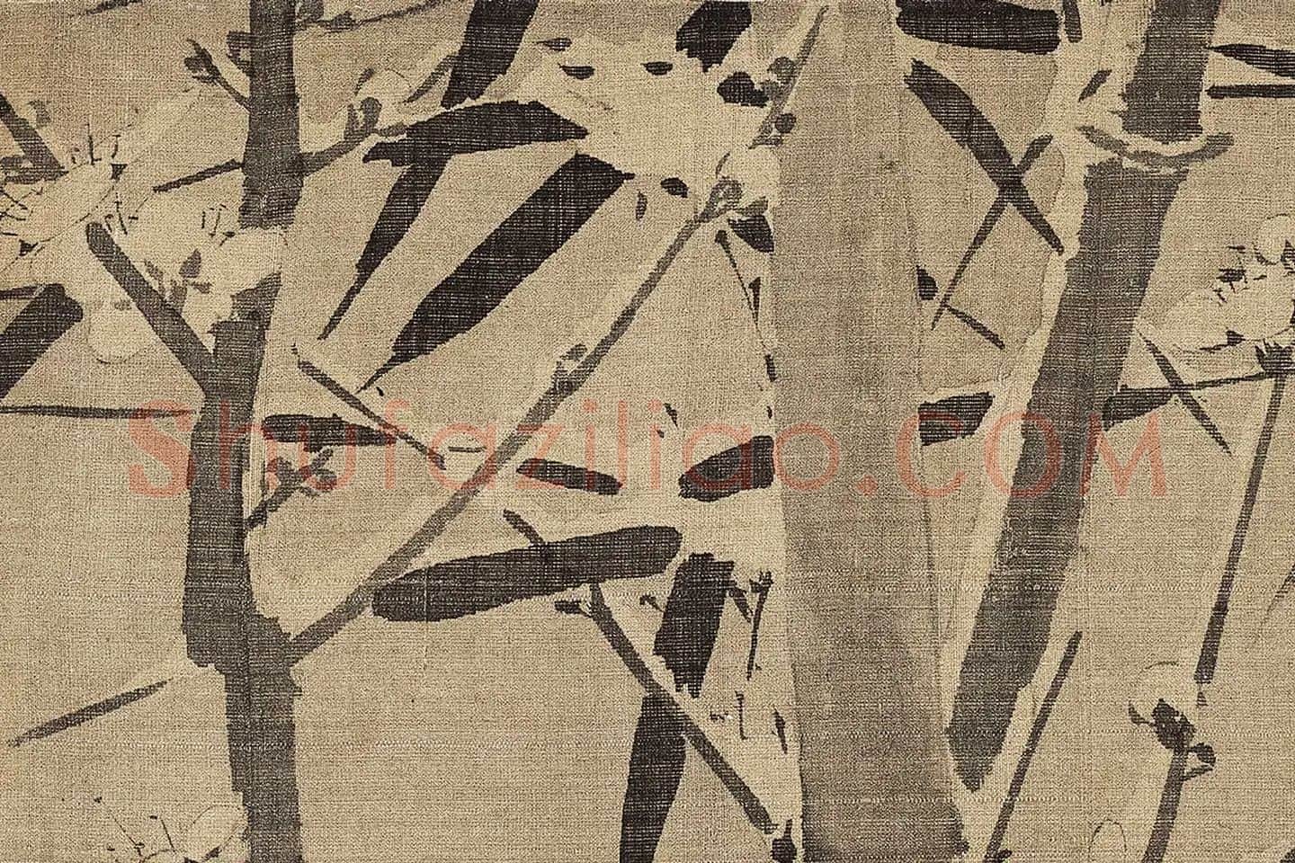 徐禹功《雪中梅竹图》高清大图局部 (1)