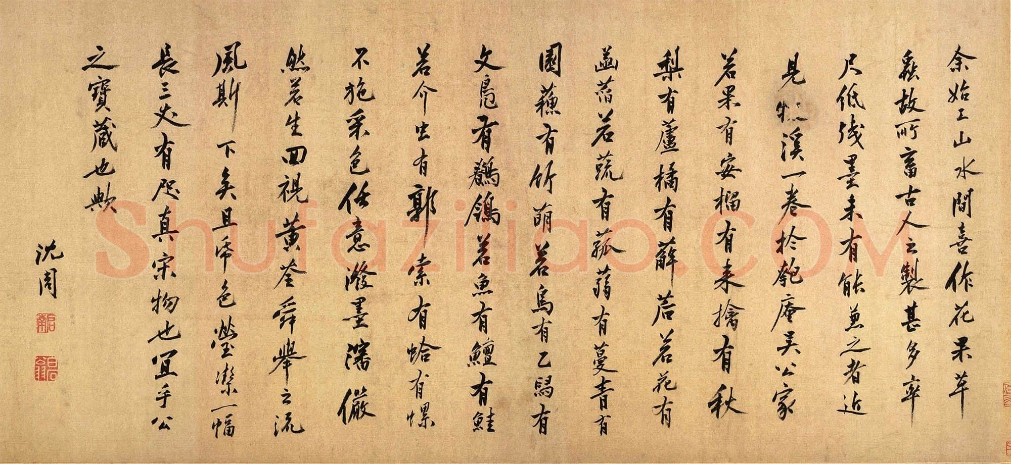 沈周行书《题跋法常水墨写生图卷》