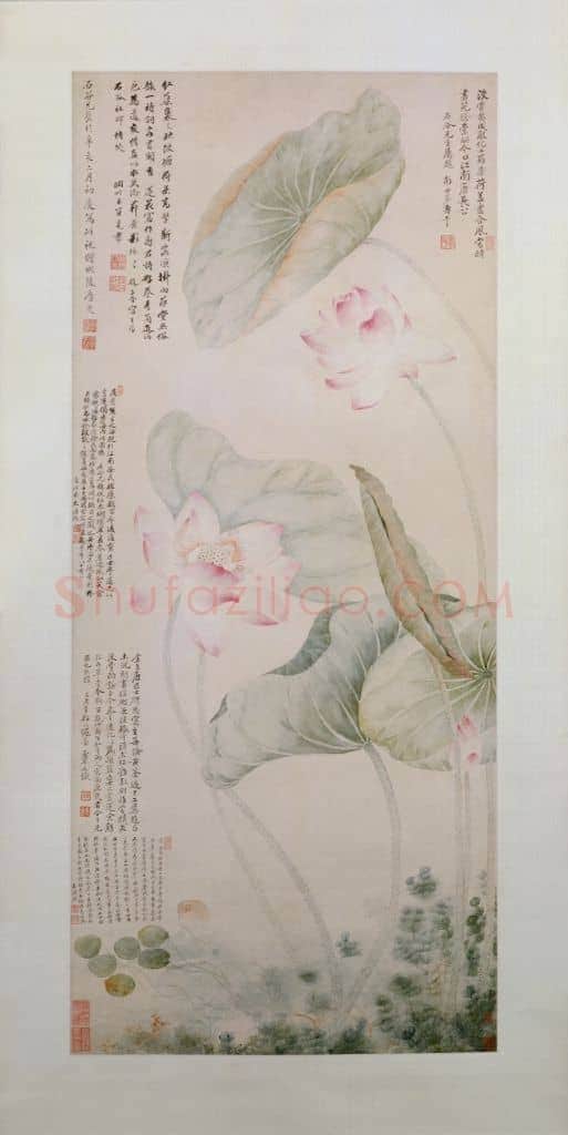 唐炗恽寿平红莲绿藻图轴 | 故宫绘画藏品