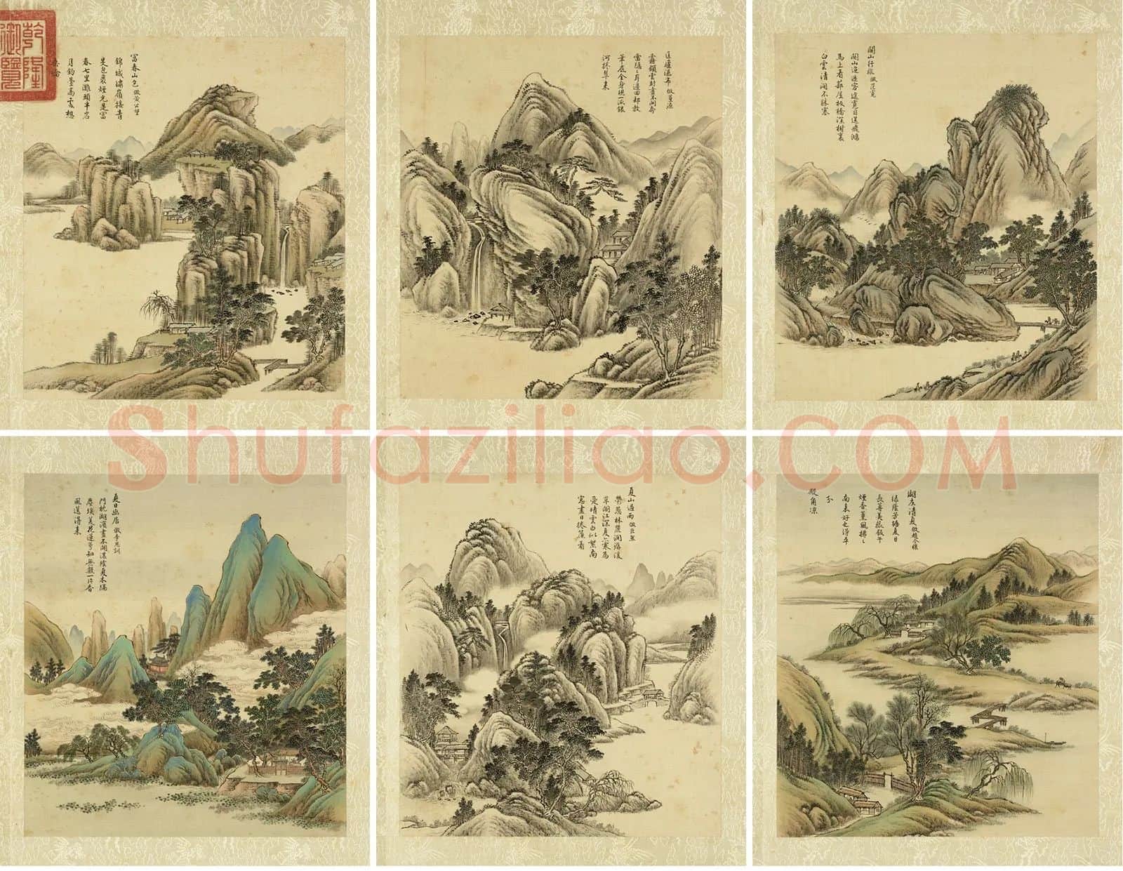 清·周鲲仿古山水画册页_01