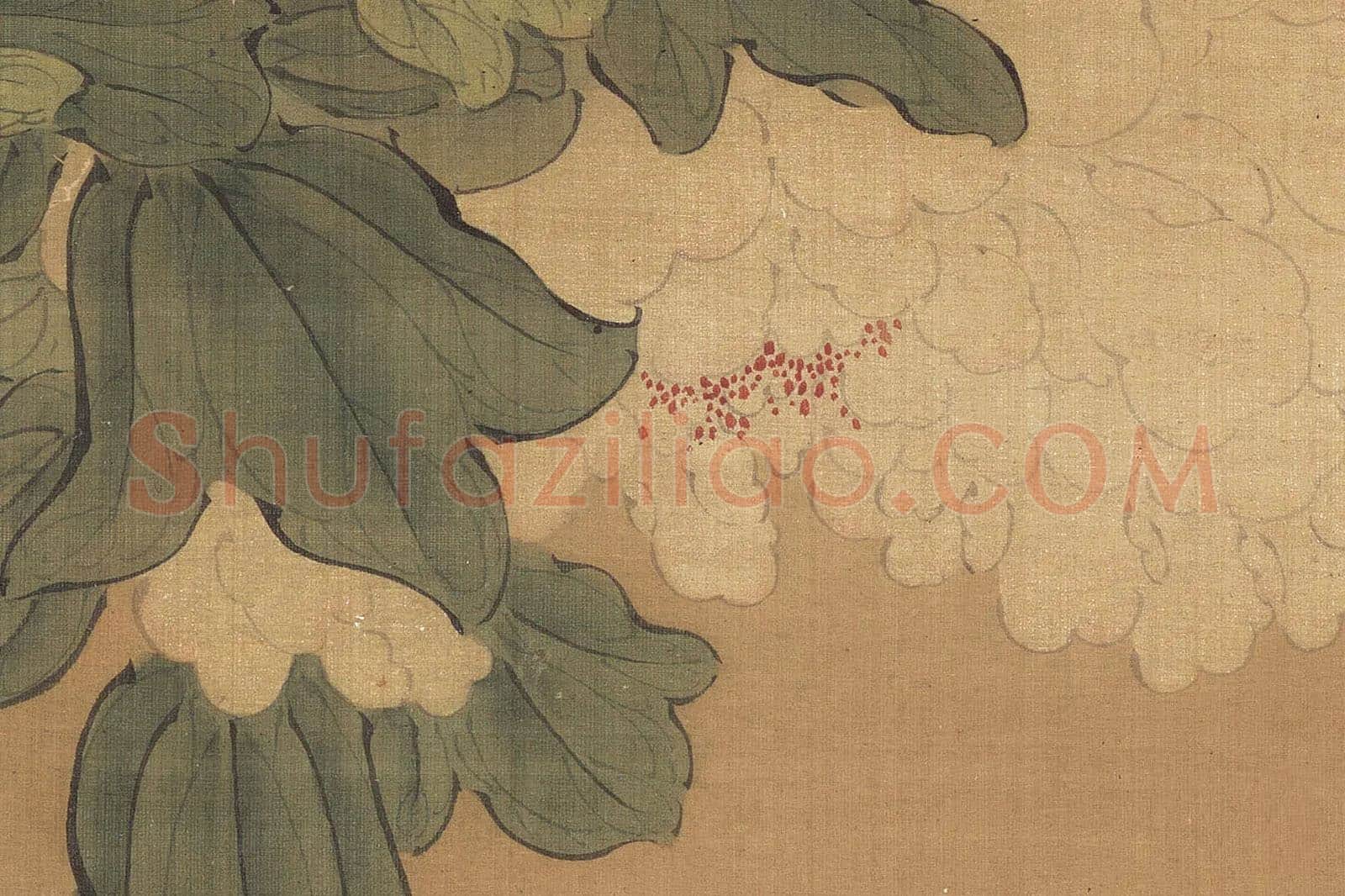 樊圻工笔画《牡丹图》高清大图局部 (3)