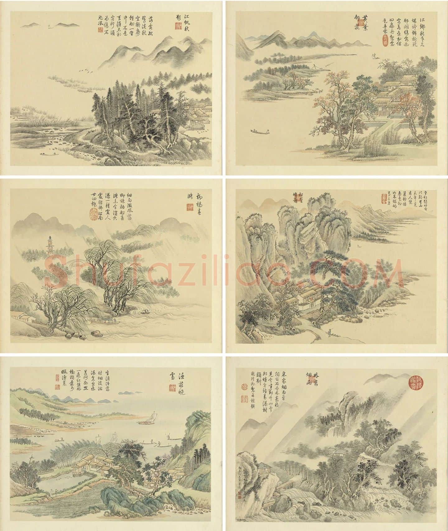 清·周鲲仿王翚山水画册页_02