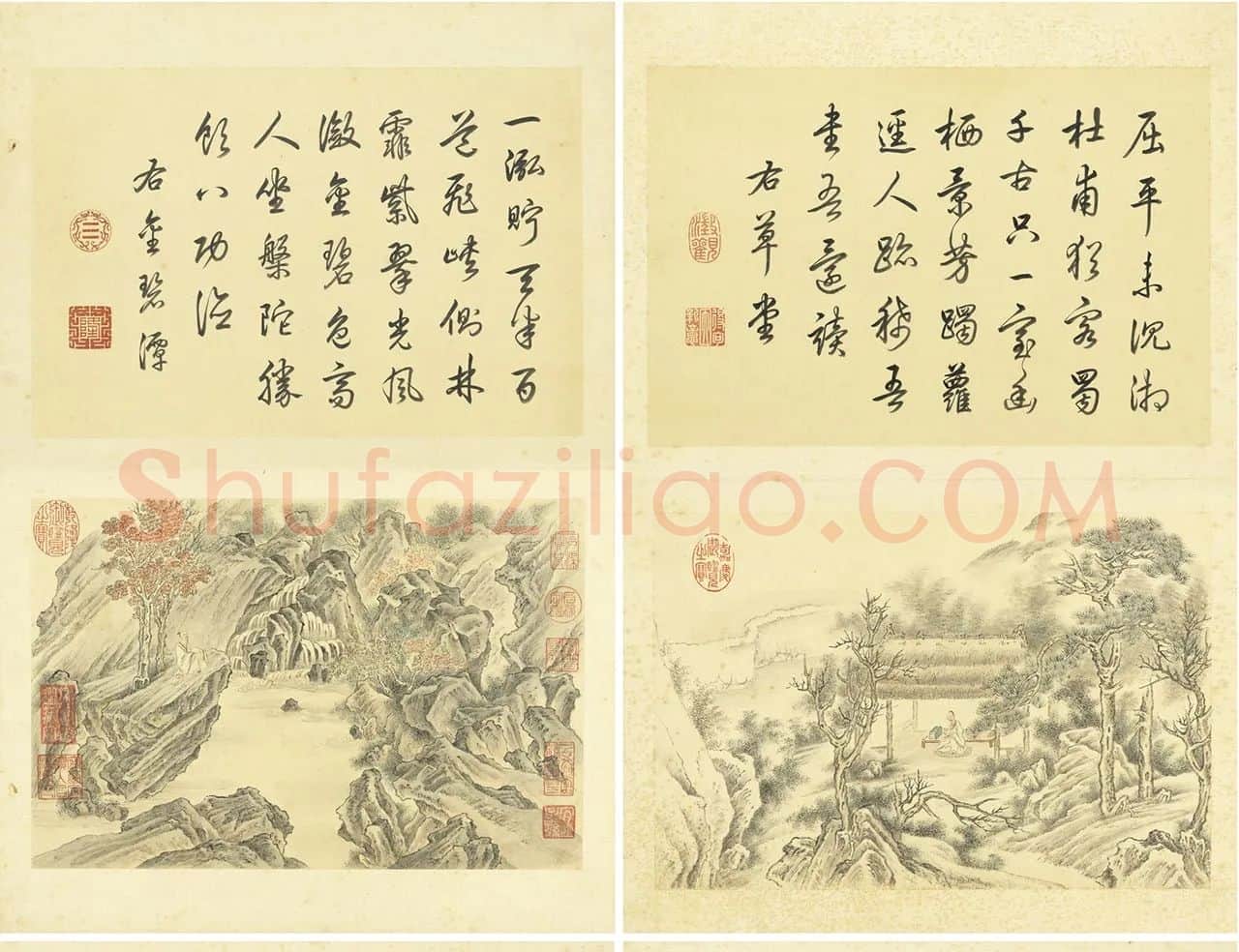 周鲲《摹唐寅终南十景图》山水画册页_01