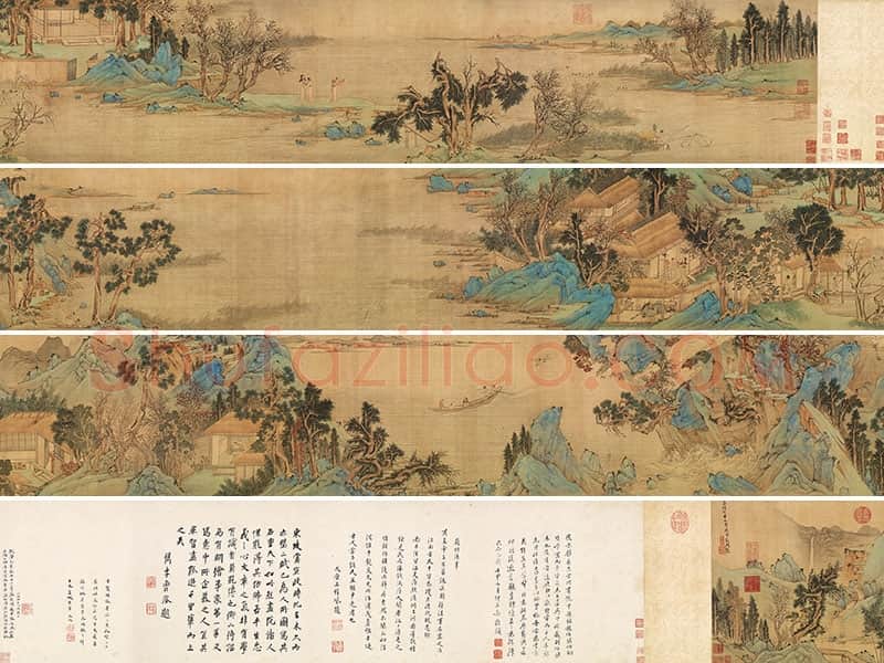 文徵明青绿山水《仿赵伯骕后赤壁图》全卷