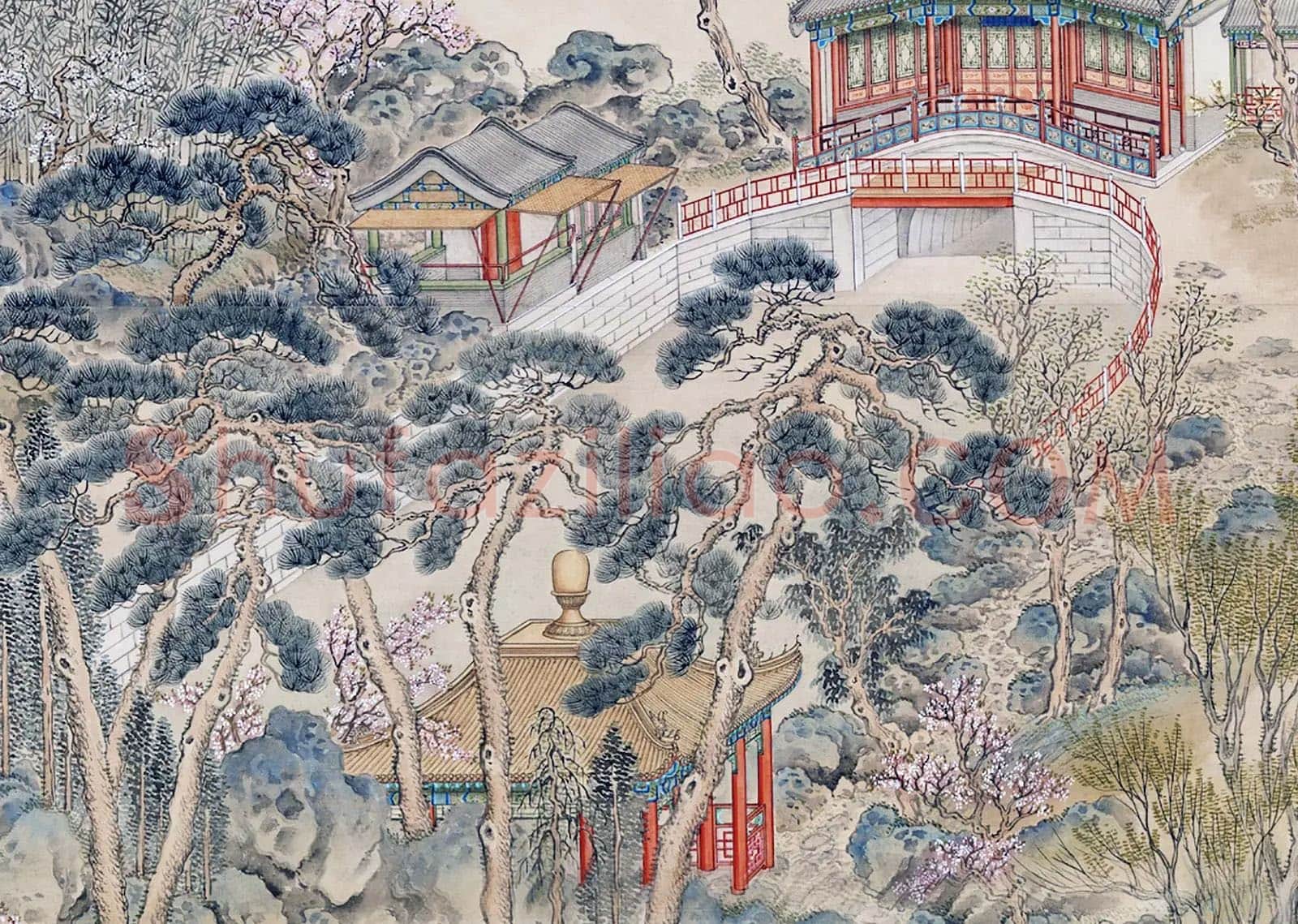清周鲲绘夹钟嘉候轴局部 (3)