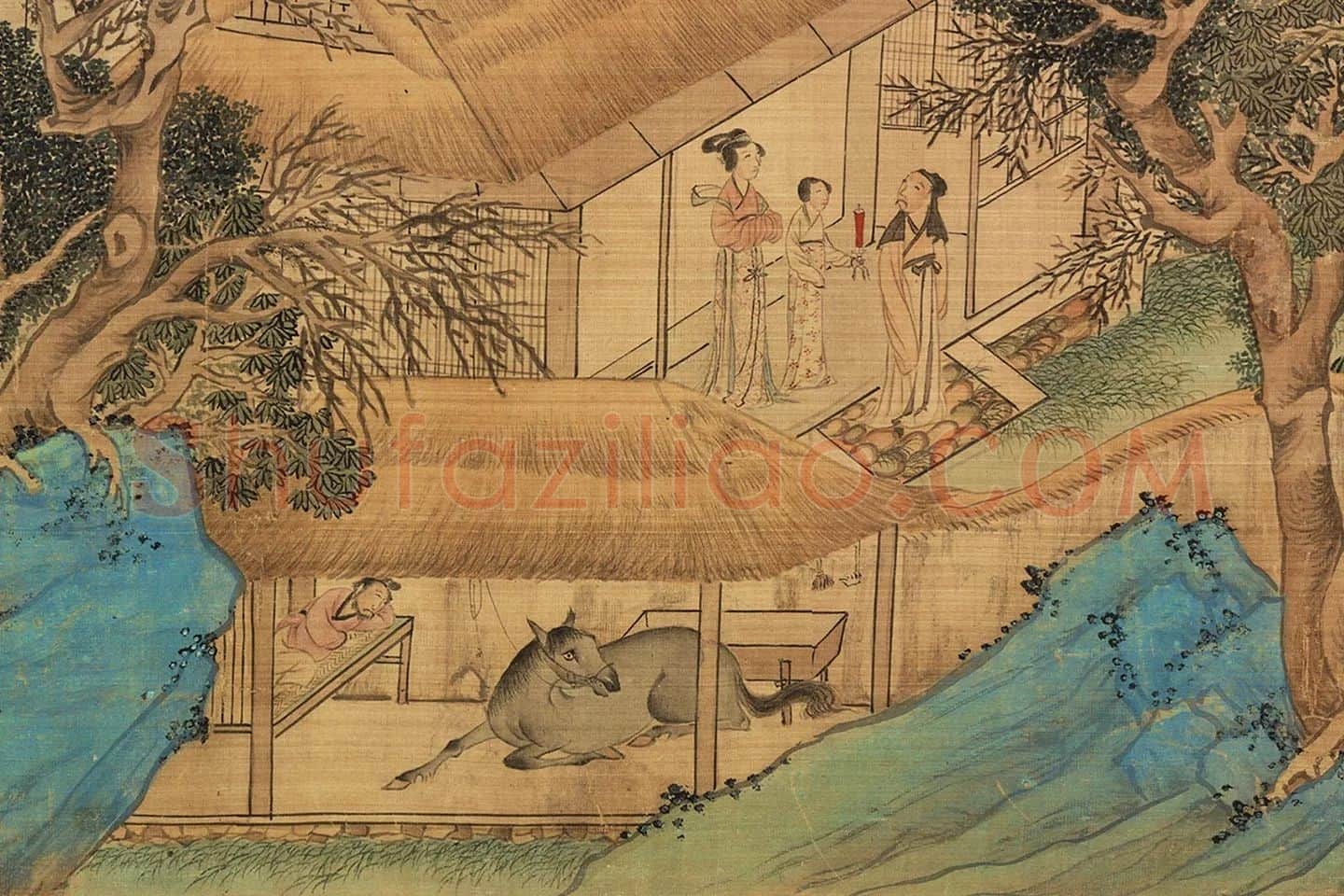 文徵明青绿山水《仿赵伯骕后赤壁图》局部 (7)