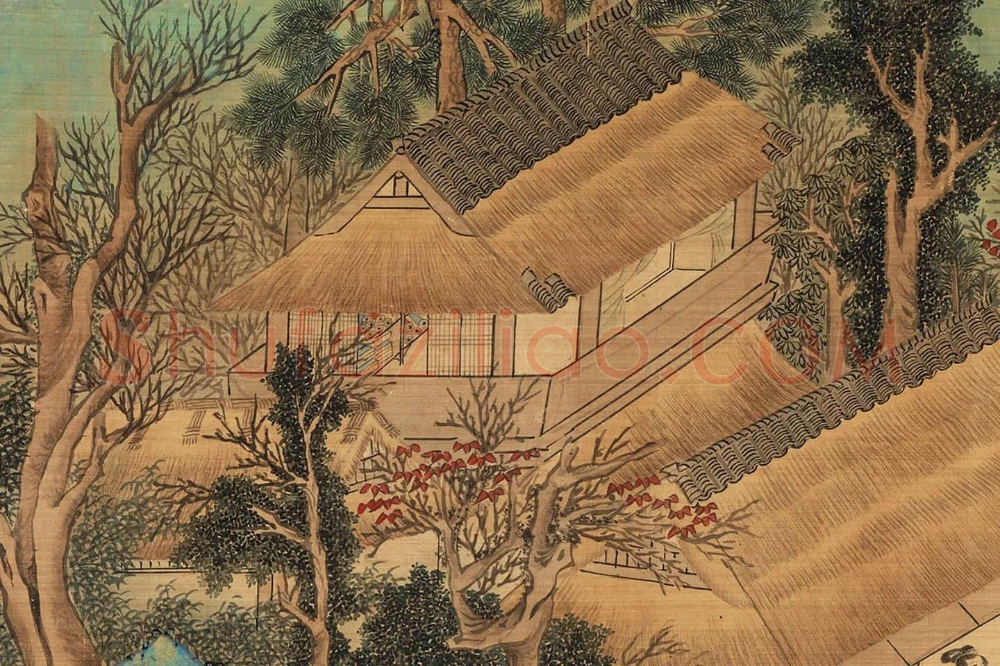 文徵明青绿山水《仿赵伯骕后赤壁图》局部 (8)