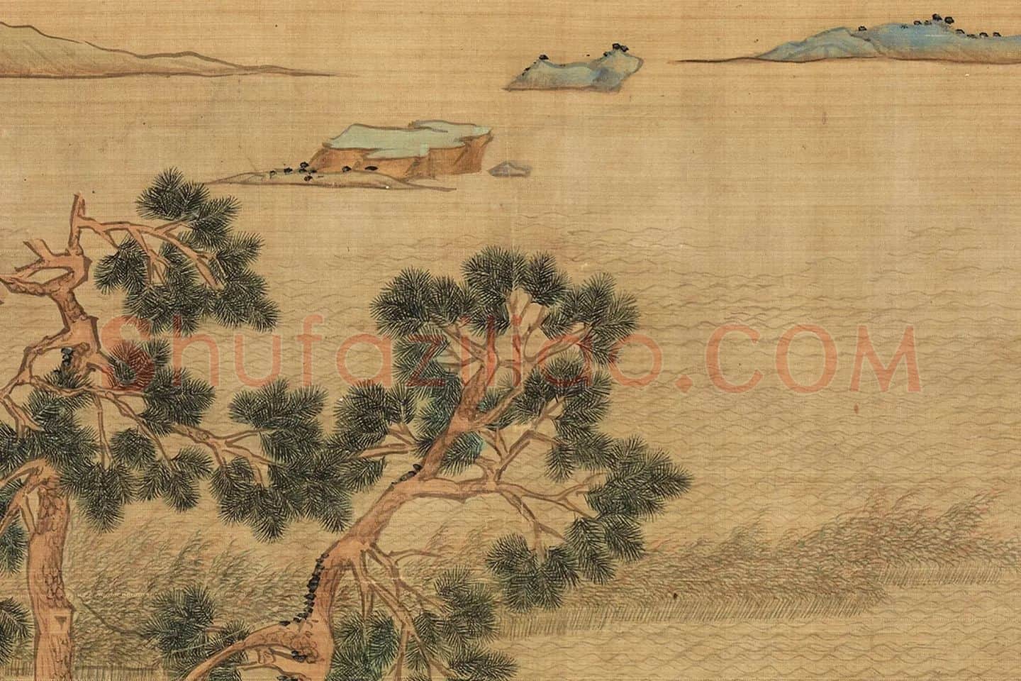 文徵明青绿山水《仿赵伯骕后赤壁图》局部 (9)