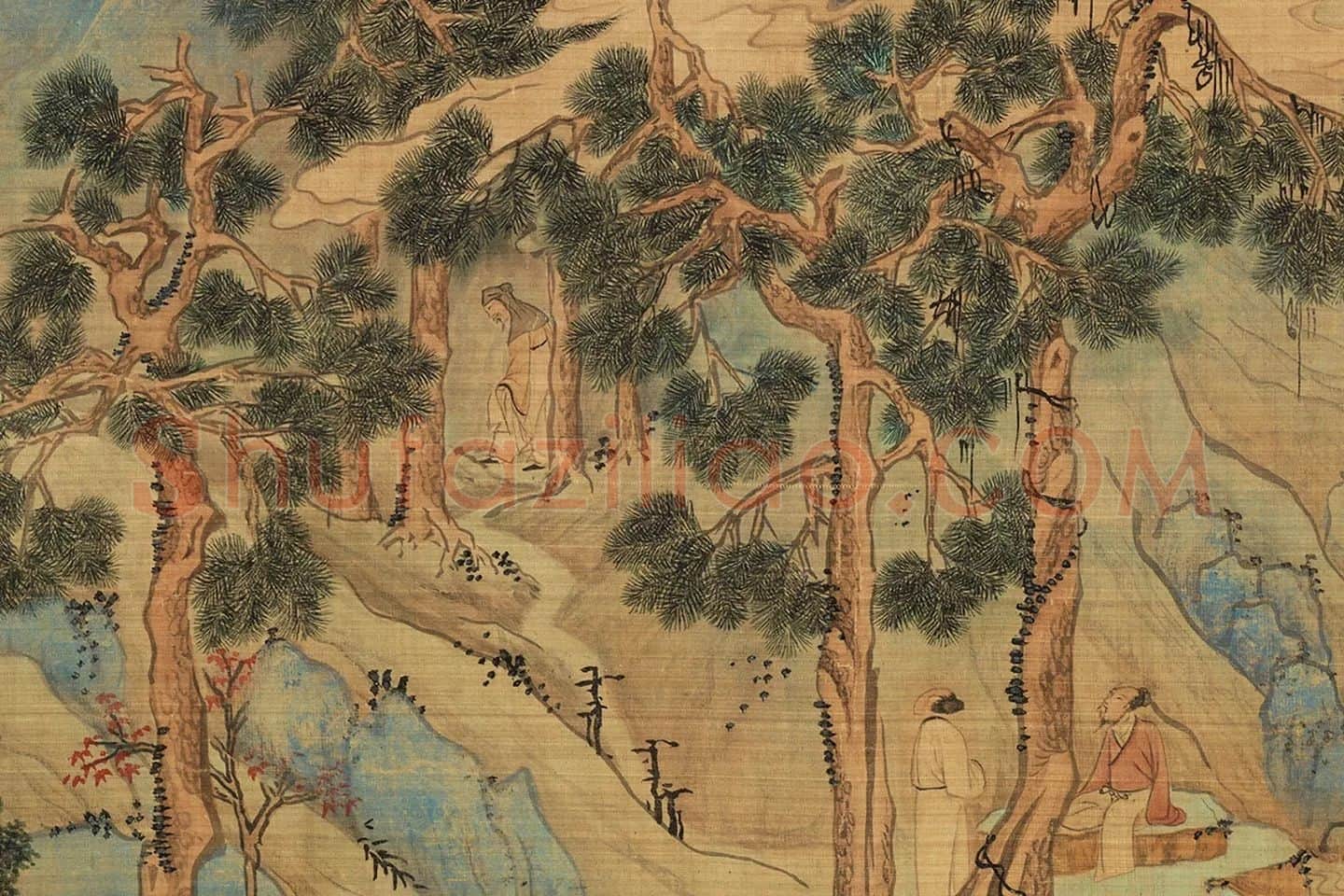 文徵明青绿山水《仿赵伯骕后赤壁图》局部 (10)