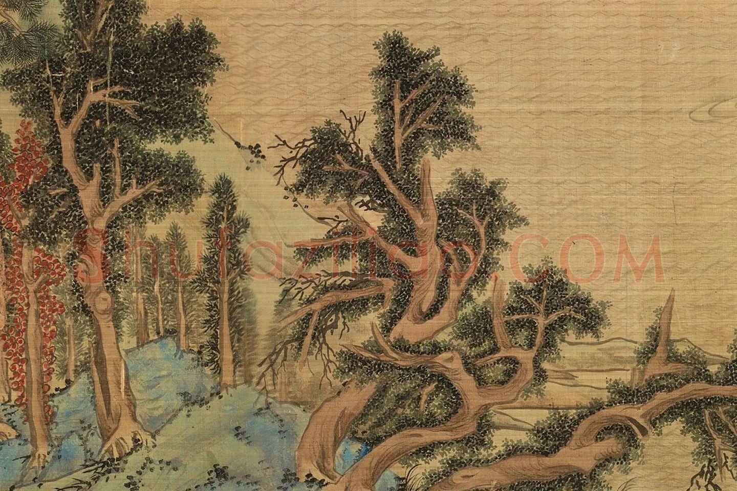 文徵明青绿山水《仿赵伯骕后赤壁图》局部 (13)